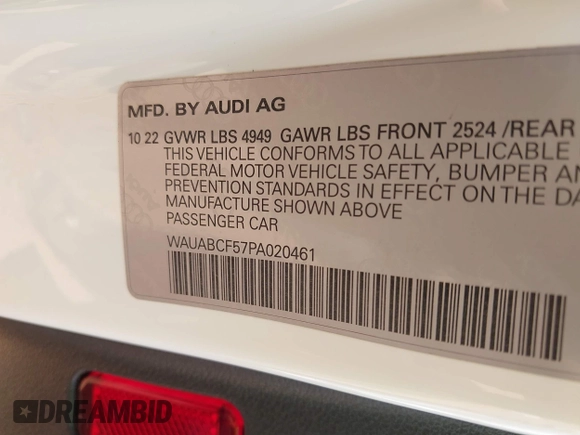 2023 Audi A5 Sportback Premium z VIN WAUABCF57PA020461, wystawiony jako IAAI lot #42230307 z przebiegiem 28 983 mil mil oraz . Historia ofert i sprzedaży dostępna na DreamBid. Obrazek 9.