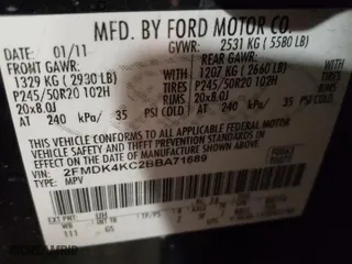 2011 Ford Edge Limited with VIN 2FMDK4KC2BBA71689, listed as a Copart auction lot 51797215 with 118,314 mi miles and Clean Title. Bid and sale history available at carsss.com. Image 14.