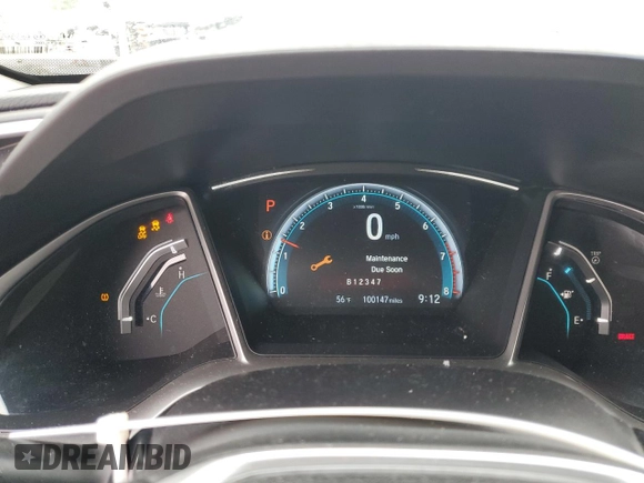 2016 Honda Civic EX with VIN 19XFC2F70GE208835, listed as a Copart auction lot 53749675 with 100,147 mi miles and Salvage Title. Bid and sale history available at DreamBid. Image 9.