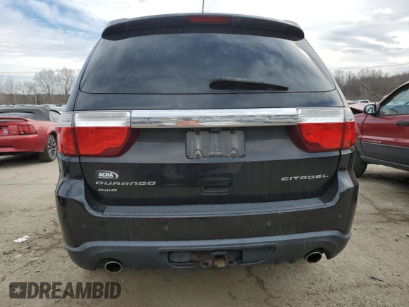 2011 Dodge Durango Citadel with VIN 1D4SE5GT4BC693490, listed as a Copart auction lot 46577535 with 0 mi miles and Salvage Title. Bid and sale history available at carsss.com. Image 6.