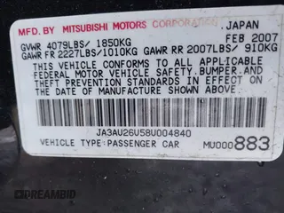 2008 Mitsubishi Lancer DE z VIN JA3AU26U58U004840, wystawiony jako IAAI lot #41515756 z przebiegiem 117 996 mil mil oraz . Historia ofert i sprzedaży dostępna na DreamBid. Obrazek 9.