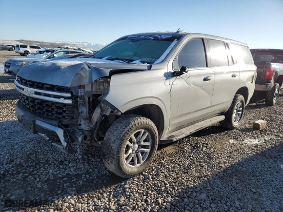 2023 Chevrolet Tahoe Commercial with VIN 1GNSKLED0PR270133, listed as a Copart auction lot 48582405 with 45,764 mi miles and Salvage Title. Bid and sale history available at carsss.com. Image 1.