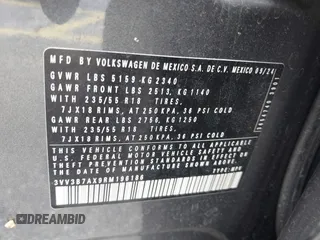 2024 Volkswagen Tiguan SE z VIN 3VV3B7AX9RM196186, wystawiony jako IAAI lot #42769059 z przebiegiem 16 258 mil mil oraz . Historia ofert i sprzedaży dostępna na DreamBid. Obrazek 9.