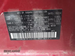 2024 Subaru Crosstrek Wilderness с VIN 4S4GUHU63R3842029, выставлен на аукционе IAAI как лот 41814539 с пробегом 4 170 миль миль и . История ставок и продаж доступна на DreamBid. Изображение 9.