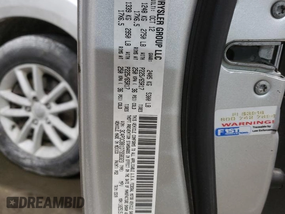 2013 Dodge Journey SXT with VIN 3C4PDCBB1DT558323, listed as a Copart auction lot 45953885 with 165,781 mi miles and Salvage Title. Bid and sale history available at DreamBid. Image 13.