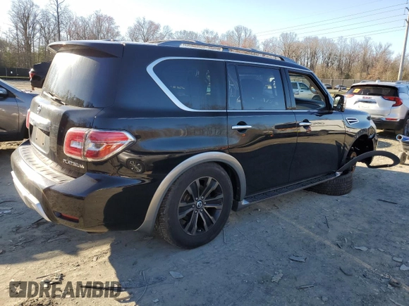 2017 Nissan Armada Platinum with VIN JN8AY2NE1H9704006, listed as a Copart auction lot 48964655 with 86,907 mi miles and Salvage Title. Bid and sale history available at carsss.com. Image 3.