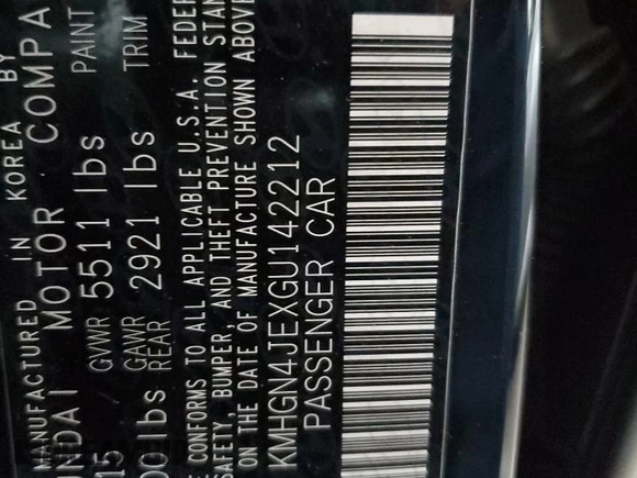 2016 Hyundai Genesis 3.8L with VIN KMHGN4JEXGU142212, listed as a Copart auction lot 70810524 with 115,912 mi miles and Salvage Title. Bid and sale history available at carsss.com. Image 13.