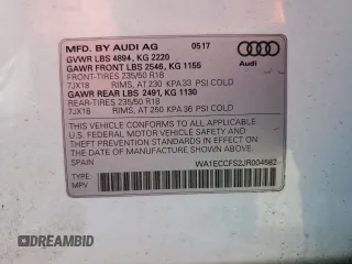 2018 Audi Q3 Premium with VIN WA1ECCFS2JR004582, listed as a Copart auction lot 36245483 with 78,437 mi miles. Bid and sale history available at carsss.com. Image 13.