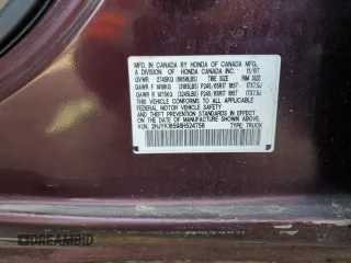 2008 Honda Ridgeline RTL with VIN 2HJYK16598H524756, listed as a Copart auction lot 52727235 with Not provided miles and Salvage title. Bid and sale history available at DreamBid. Image 12.