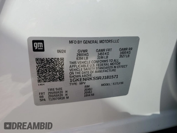 2024 GMC Acadia AWD Denali z VIN 1GKENRKS5RJ181571, wystawiony jako Copart lot #78002434 z przebiegiem 3423 mil mil oraz Szkoda całkowita • Salvage title. Historia ofert i sprzedaży dostępna na DreamBid. Obrazek 13.