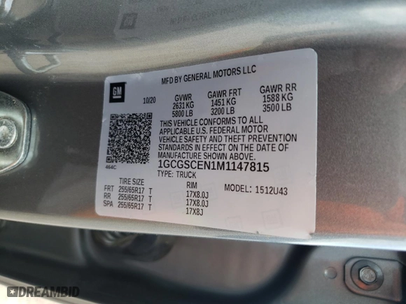 2021 Chevrolet Colorado 2WD LT with VIN 1GCGSCEN1M1147815, listed as a Copart auction lot 49867215 with 30,609 mi miles and Salvage Title. Bid and sale history available at carsss.com. Image 12.