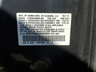 2011 Honda Pilot EX-L with VIN 5FNYF4H6XBB089565, listed as a Copart auction lot 47131215 with 127,398 mi miles and Clean Title. Bid and sale history available at carsss.com. Image 12.