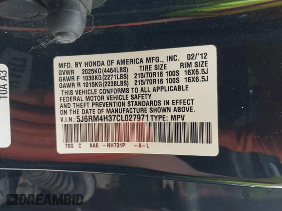 2012 Honda CR-V LX с VIN 5J6RM4H37CL027971, выставлен на аукционе IAAI как лот 42418355 с пробегом 151 048 миль миль и . История ставок и продаж доступна на DreamBid. Изображение 9.