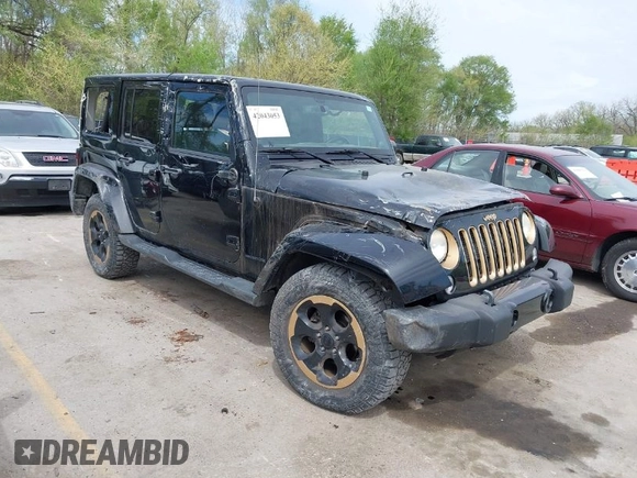 2014 Jeep Wrangler Unlimited Sahara with VIN 1C4BJWEG6EL189712, listed as a IAAI auction lot 42043053 with 108,716 mi miles. Bid and sale history available at carsss.com. Image 1.
