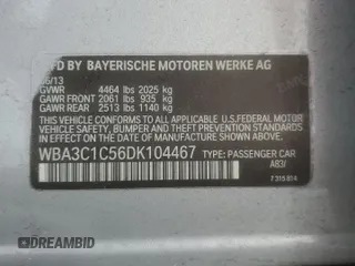 2013 BMW 3 Series 328i with VIN WBA3C1C56DK104467, listed as a Copart auction lot 50754775 with 95,528 mi miles and Salvage Title. Bid and sale history available at carsss.com. Image 13.