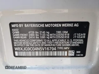 2022 BMW X1 xDrive28i z VIN WBXJG9C04N5V16794, wystawiony jako IAAI lot #41667535 z przebiegiem 55 747 mil mil oraz . Historia ofert i sprzedaży dostępna na DreamBid. Obrazek 9.