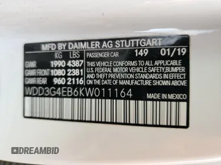 2019 Mercedes-Benz A 220 with VIN WDD3G4EB6KW011164, listed as a Copart auction lot 83501614 with Not Provided miles and Clean Title. Bid and sale history available at DreamBid. Image 12.