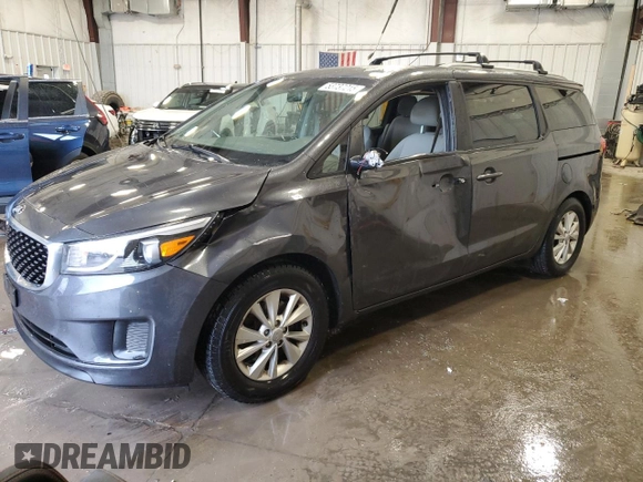 2016 Kia Sedona LX with VIN KNDMB5C17G6165581, listed as a Copart auction lot 53737215 with 160,030 mi miles and Non Repairable. Bid and sale history available at carsss.com. Image 1.