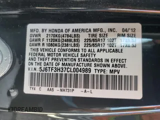2012 Honda Crosstour EX with VIN 5J6TF3H37CL004989, listed as a Copart auction lot 54296305 with 246,590 mi miles and Clean Title. Bid and sale history available at carsss.com. Image 13.