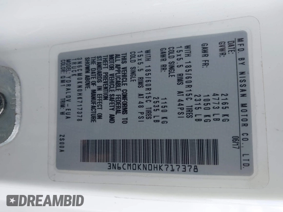 2017 Nissan NV200 SV с VIN 3N6CM0KN0HK717378, выставлен на аукционе IAAI как лот 42234745 с пробегом 110 476 миль миль и . История ставок и продаж доступна на DreamBid. Изображение 9.