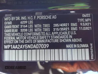 2022 Porsche Cayenne Turbo S E-Hybrid with VIN WP1AA2AY5NDA07039, listed as a IAAI auction lot 41345349 with 9,738 mi miles and . Bid and sale history available at DreamBid. Image 9.