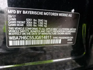2018 BMW 7 Series M760i xDrive with VIN WBA7H6C55JG614811, listed as a Copart auction lot 44707433 with 27,542 mi miles. Bid and sale history available at carsss.com. Image 13.