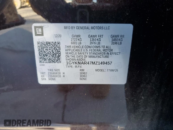 2021 Cadillac XT5 FWD Luxury with VIN 1GYKNAR47MZ149457, listed as a Copart auction lot 87817655 with 42,328 mi miles and Salvage Title. Bid and sale history available at carsss.com. Image 13.