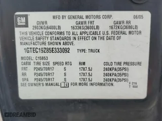 2005 GMC Sierra 1500 Work Truck with VIN 1GTEC19Z85E333092, listed as a Copart auction lot 67481464 with 170,960 mi miles and Salvage Title. Bid and sale history available at carsss.com. Image 12.