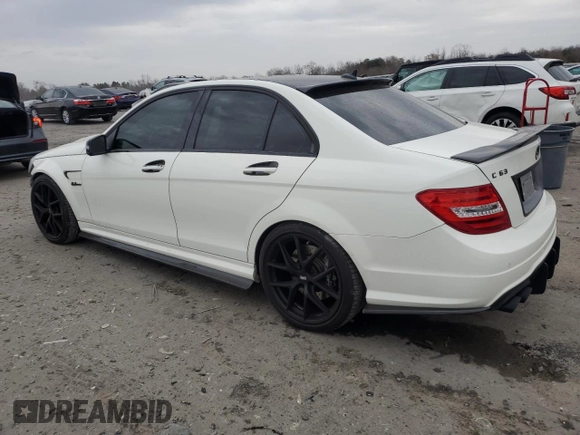 2012 Mercedes-Benz C 63 AMG with VIN WDDGF7HB1CA627046, listed as a Copart auction lot 82558534 with 110,149 mi miles and Salvage Title. Bid and sale history available at carsss.com. Image 2.
