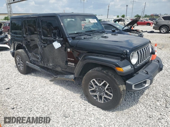 2024 Jeep Wrangler Sahara with VIN 1C4PJXEG0RW335831, listed as a Copart auction lot 61973055 with 15,785 mi miles and Salvage title. Bid and sale history available at DreamBid. Image 4.