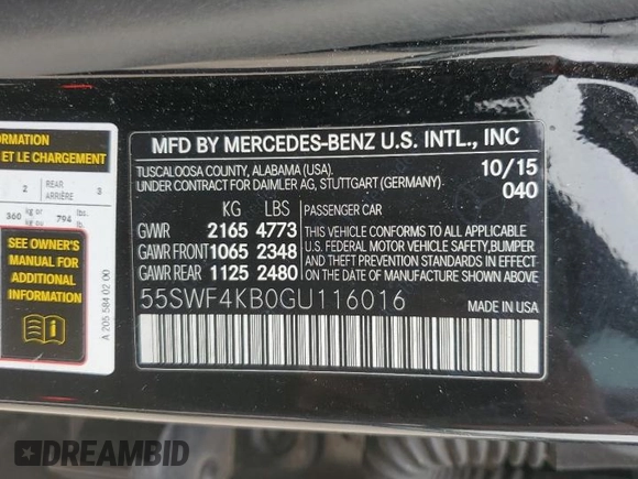 2016 Mercedes-Benz C 300 Luxury with VIN 55SWF4KB0GU116016, listed as a Copart auction lot 70752574 with 149,901 mi miles and Salvage Title. Bid and sale history available at carsss.com. Image 14.