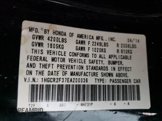 2014 Honda Accord Sedan LX with VIN 1HGCR2F37EA200036, listed as a Copart auction lot 47605025 with 114,417 mi miles and Salvage Title. Bid and sale history available at carsss.com. Image 13.