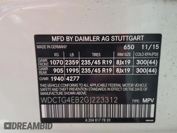 2016 Mercedes-Benz GLA 250 z VIN WDCTG4EB2GJ223312, wystawiony jako Copart lot #55937885 z przebiegiem 48 361 mil mil oraz Szkoda całkowita • Salvage title. Historia ofert i sprzedaży dostępna na DreamBid. Obrazek 13.