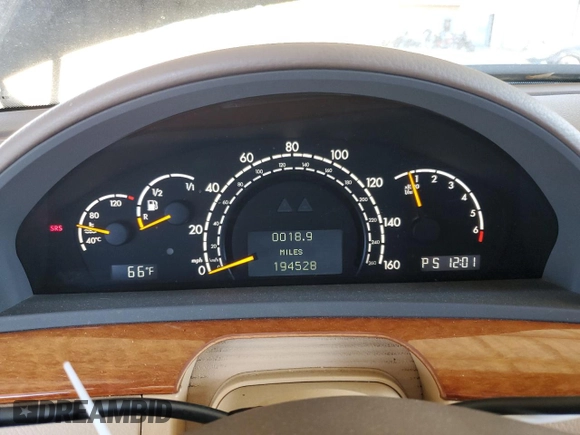 2001 Mercedes-Benz S-Class with VIN WDBNG70J81A180714, listed as a Copart auction lot 46753165 with 194,528 mi miles and Clean Title. Bid and sale history available at carsss.com. Image 9.