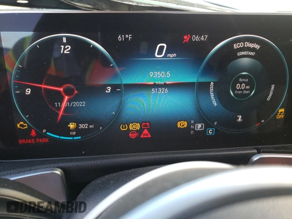 2020 Mercedes-Benz GLB with VIN W1N4M4GB9LW033769, listed as a Copart auction lot 65752892 with 51,326 mi miles. Bid and sale history available at carsss.com. Image 8.