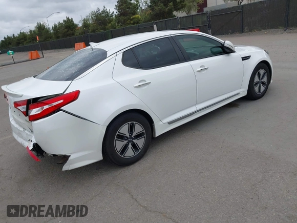 2012 Kia Optima Hybrid with VIN KNAGM4AD7C5013599, listed as a IAAI auction lot 41895083 with 118,181 mi miles. Bid and sale history available at carsss.com. Image 4.