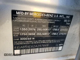 2002 Mercedes-Benz M-Class with VIN 4JGAB54E62A297849, listed as a Copart auction lot 83912114 with 240,479 mi miles and Salvage Title. Bid and sale history available at carsss.com. Image 12.