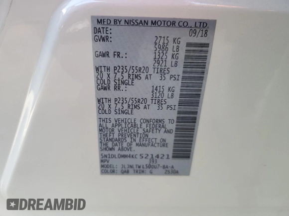 2019 Infiniti QX60 Luxe z VIN 5N1DL0MM4KC521421, wystawiony jako Copart lot #46708395 z przebiegiem 96 318 mil mil oraz Szkoda całkowita • Salvage title. Historia ofert i sprzedaży dostępna na DreamBid. Obrazek 13.