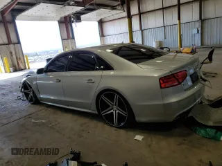 2013 Audi S8 with VIN WAUD2AFD2DN009929, listed as a Copart auction lot 43842533 with 0 mi miles and Salvage Title. Bid and sale history available at carsss.com. Image 2.
