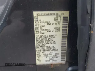 2004 Nissan Quest SE z VIN 5N1BV28U94N347280, wystawiony jako IAAI lot #42312376 z przebiegiem Nie podano mil oraz . Historia ofert i sprzedaży dostępna na DreamBid. Obrazek 9.
