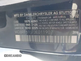 2003 Mercedes-Benz C 240 with VIN WDBRF61J73E011907, listed as a IAAI auction lot 42497482 with 114,533 mi miles and . Bid and sale history available at DreamBid. Image 9.