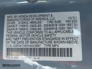 2022 Honda CR-V EX with VIN 5J6RW1H5XNA003897, listed as a IAAI auction lot 40785567 with 1 mi miles. Bid and sale history available at carsss.com. Image 9.