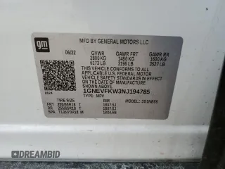 2022 Chevrolet Traverse LS with VIN 1GNEVFKW3NJ194785, listed as a Copart auction lot 89382785 with 30,809 mi miles and Salvage Title. Bid and sale history available at carsss.com. Image 13.