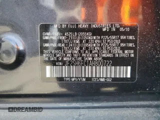 2010 Subaru Forester XT Limited с VIN JF2SH6FC1AH800722, выставлен на аукционе Copart как лот 52645595 с пробегом 134 537 миль миль и Чистый • Clean title. История ставок и продаж доступна на DreamBid. Изображение 13.