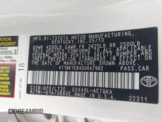2013 Toyota Avalon XLE with VIN 4T1BK1EB4DU047982, listed as a IAAI auction lot 42011402 with 122,645 mi miles and . Bid and sale history available at DreamBid. Image 9.