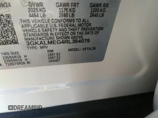 2024 GMC Terrain SLE z VIN 3GKALMEG4RL394079, wystawiony jako IAAI lot #41888389 z przebiegiem 572 mil mil oraz . Historia ofert i sprzedaży dostępna na DreamBid. Obrazek 9.