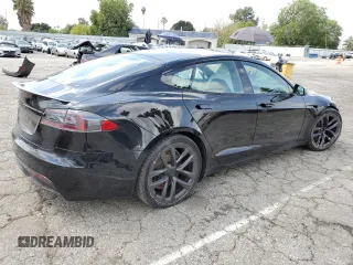 2022 Tesla Model S Plaid with VIN 5YJSA1E69NF460808, listed as a Copart auction lot 48766764 with 12,836 mi miles and Salvage Title. Bid and sale history available at DreamBid. Image 3.