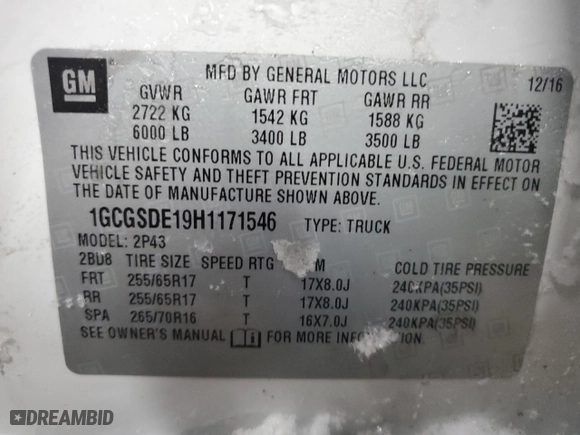 2017 Chevrolet Colorado 2WD Z71 with VIN 1GCGSDE19H1171546, listed as a Copart auction lot 42098005 with 0 mi miles and Non Repairable. Bid and sale history available at carsss.com. Image 13.