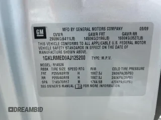 2010 GMC Acadia SLT1 with VIN 1GKLRMED9AJ125200, listed as a Copart auction lot 58071725 with 216,380 mi miles and Salvage title. Bid and sale history available at DreamBid. Image 13.