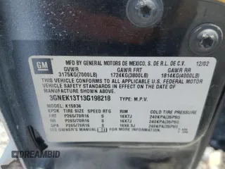 2003 Chevrolet Avalanche z VIN 3GNEK13T13G198218, wystawiony jako Copart lot #57139535 z przebiegiem 186 333 mil mil oraz Szkoda całkowita • Salvage title. Historia ofert i sprzedaży dostępna na DreamBid. Obrazek 12.